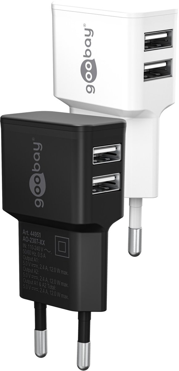 Goobay Dual USB charger 2.4 A (12W) white