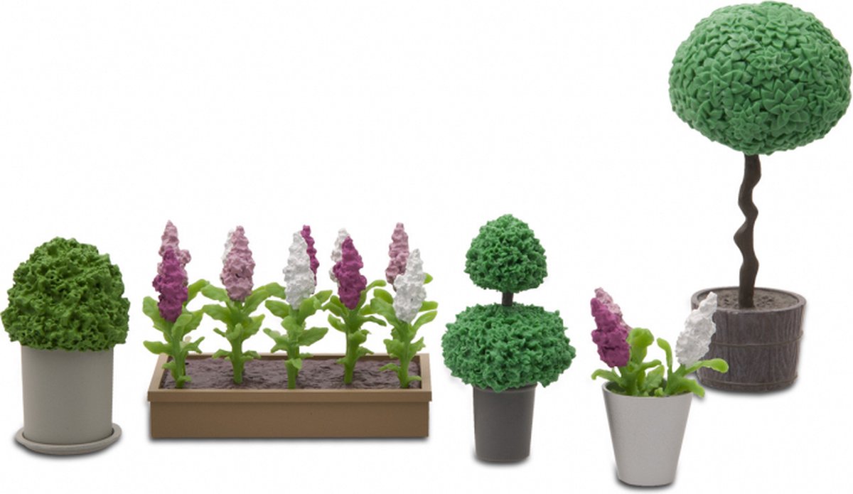 Lundby blomster sæt 5 dele urtepotter m/planter