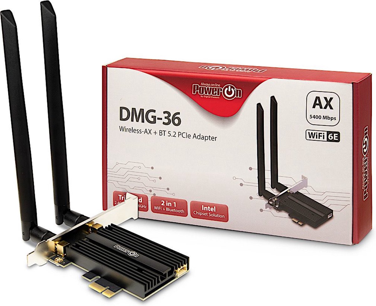 Inter-Tech DMG-36 Wi-Fi 6E + BT 5.2 PCIe adapter - 5400Mbps