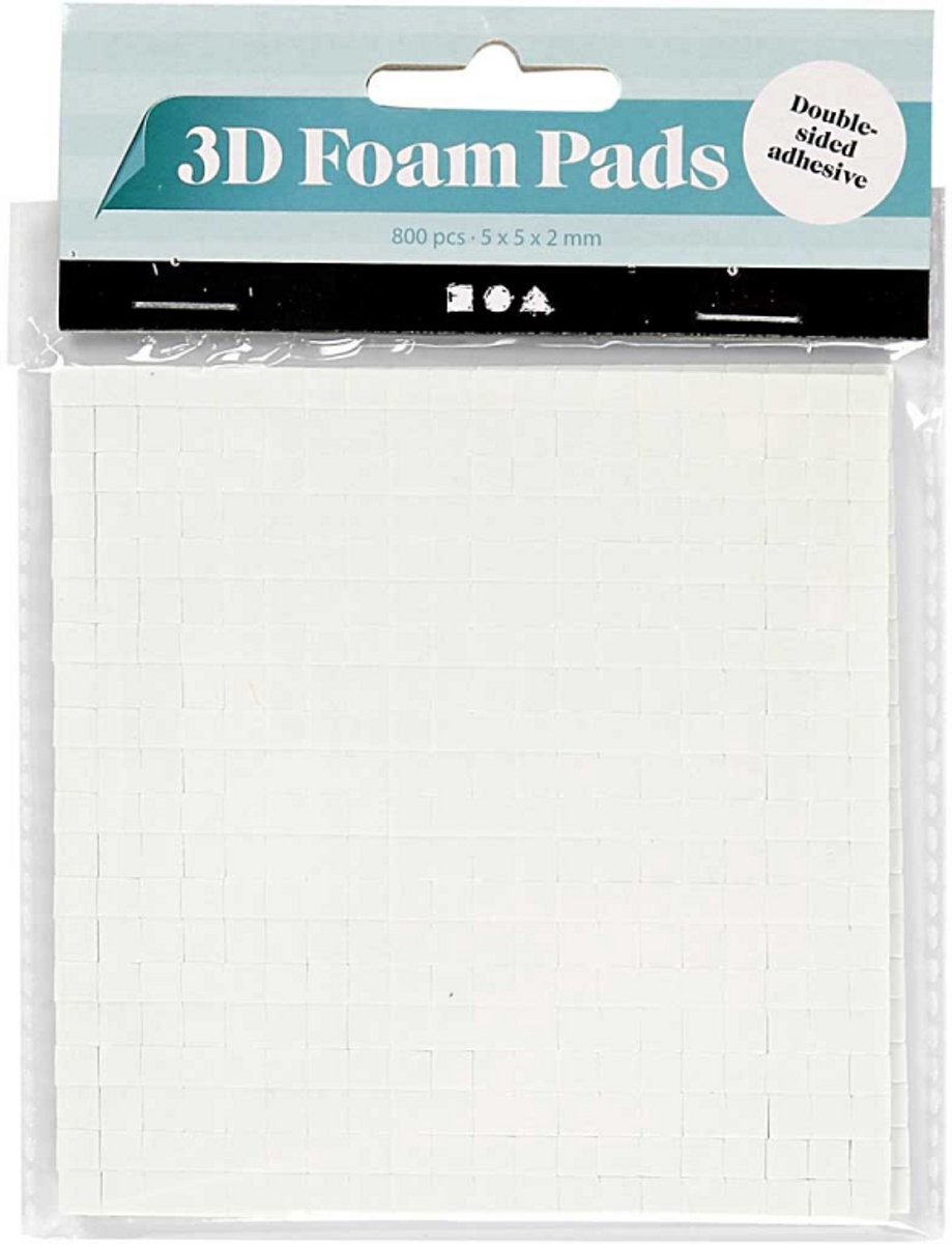 Creativ Company 3D Foam Pads White 5x5x2mm 2 Sheets