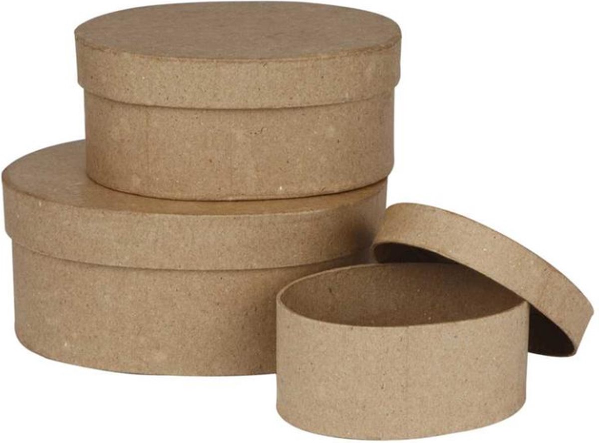 Creativ Company Round Boxes Papier-mache 3pcs.