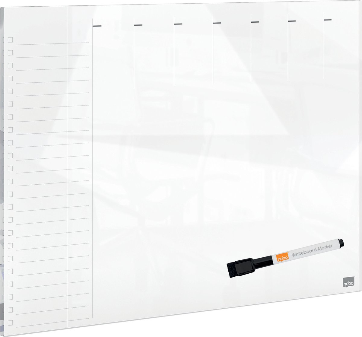 Nobo glas ugentlig planner whiteboard 430x560mm
