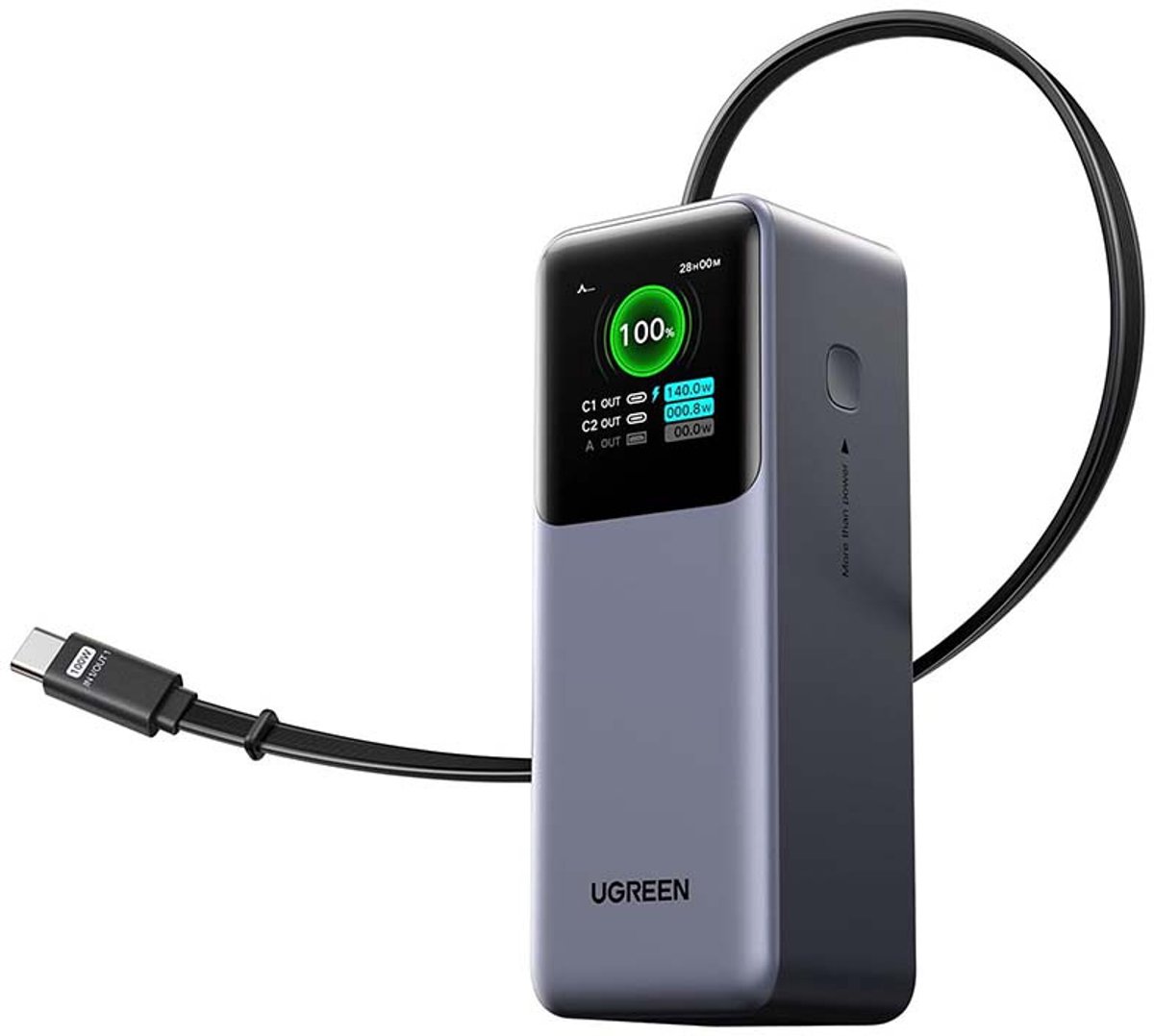 UGREEN 165 W Power Bank with Retractable Cable - 20000 mAh