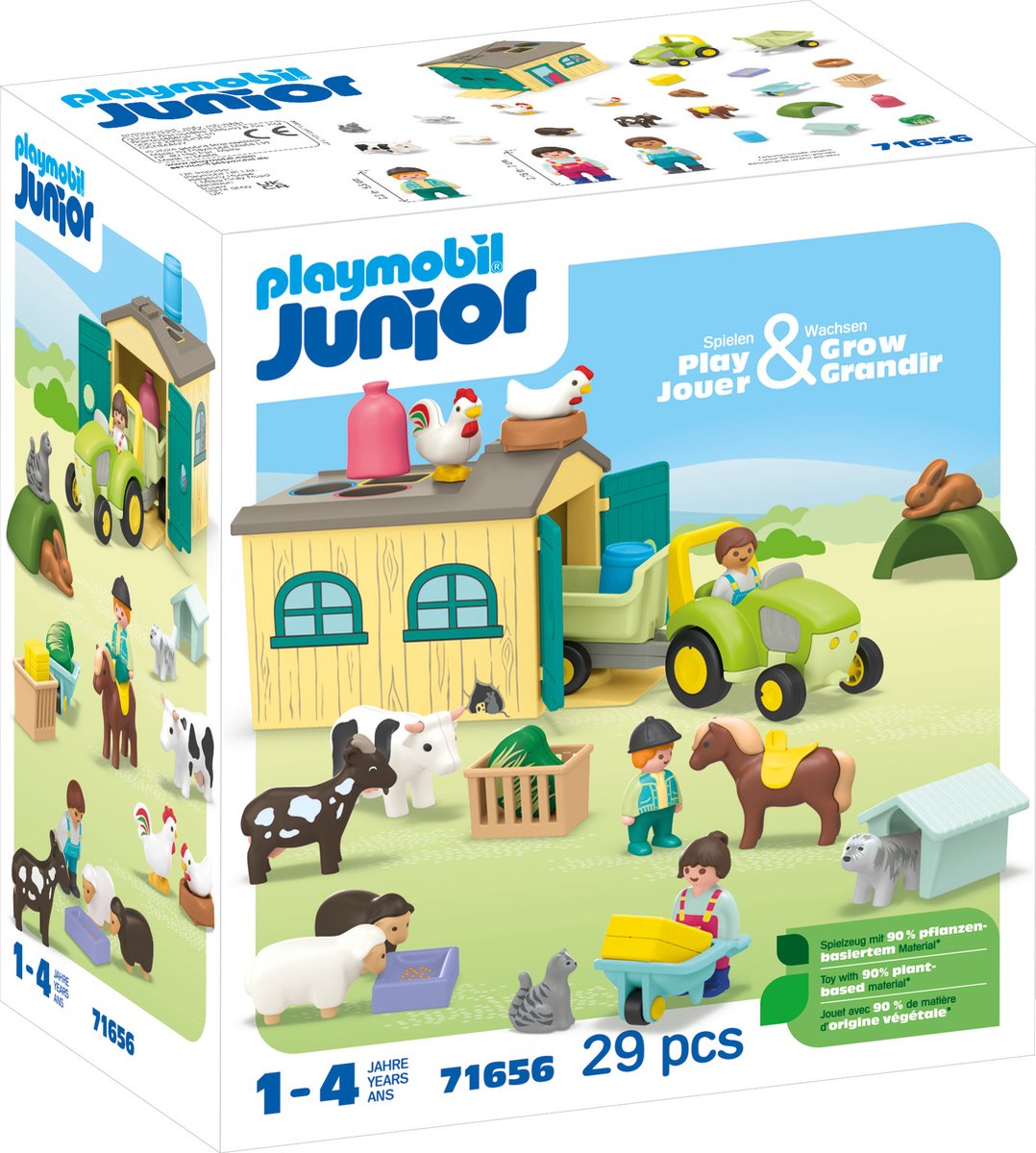Playmobil Junior - Junior bondegårds-eventyr med traktor, trailer og dyrevenner