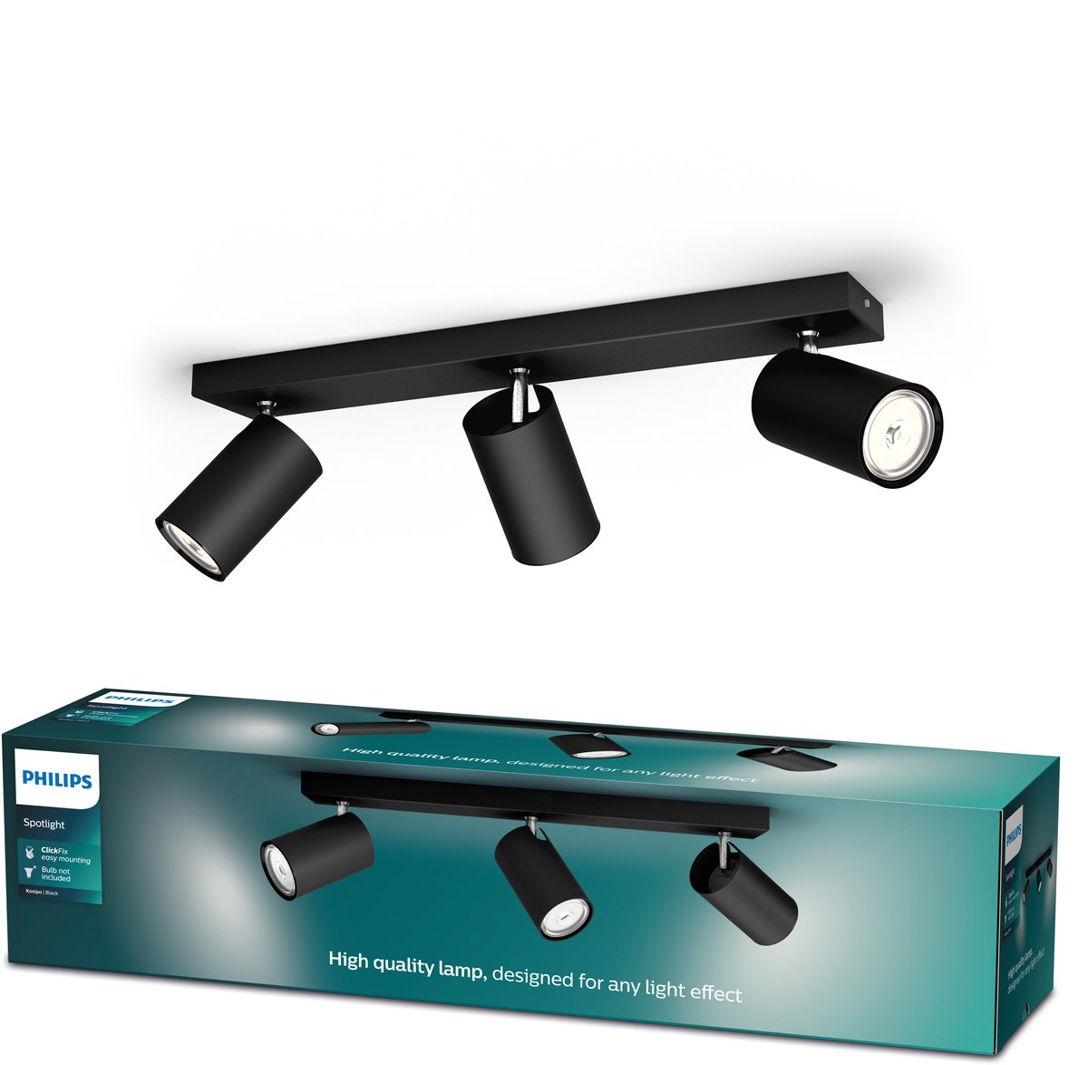 Philips Kosipo spotskinne, 3xGU10, sort