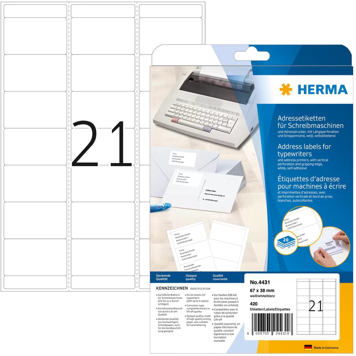 HERMA address labels - 420 label(s) - 67 x 38 mm