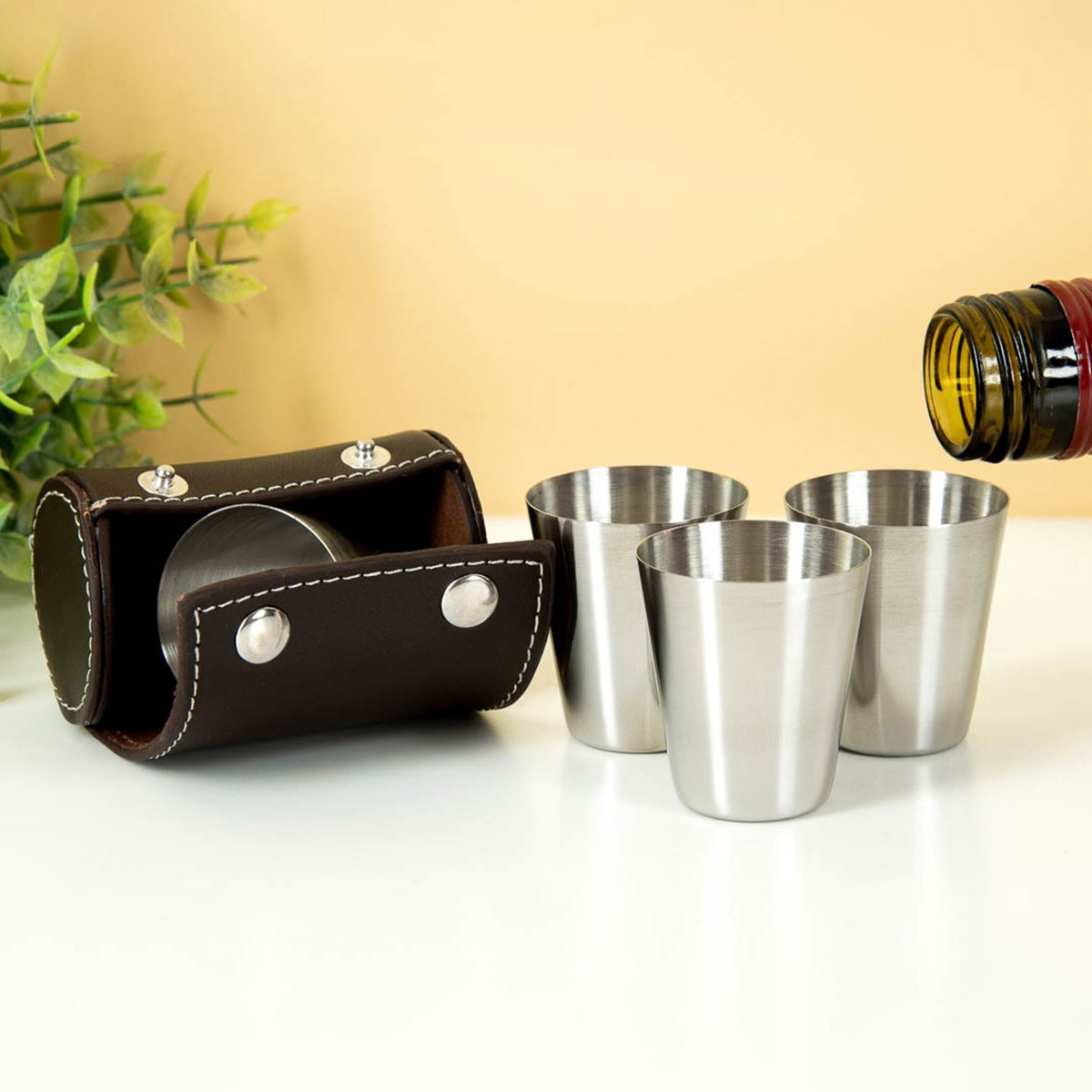 Kikkerland Shot Glasses with Leather Case