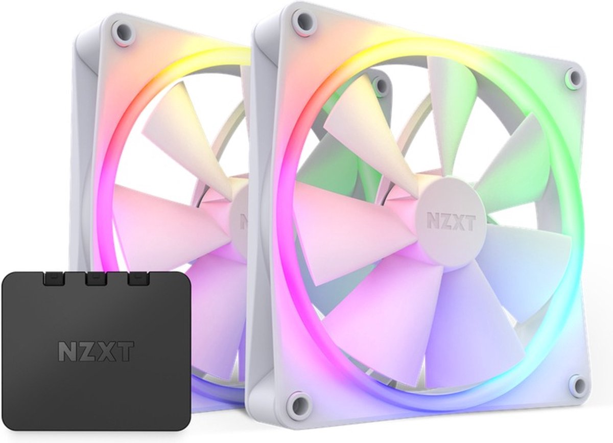 NZXT F140 RGB 2-pack & RGB Controller - White - Kabinet køler - 140mm - Hvid med RGB LED lys - 33 dBA
