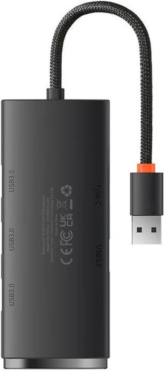 Baseus Lite Series Hub 4in1 USB to 4x USB 3.0 25cm (Black) USB hub - USB 3.0 - 4 ports - Sort