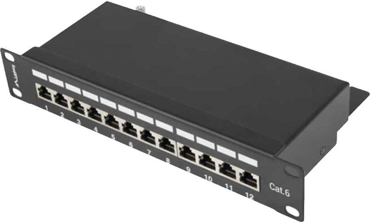 Lanberg PPF6-9012-B Patch Panel 12-Port 1U 10" Cat6 FTP Shielded Black