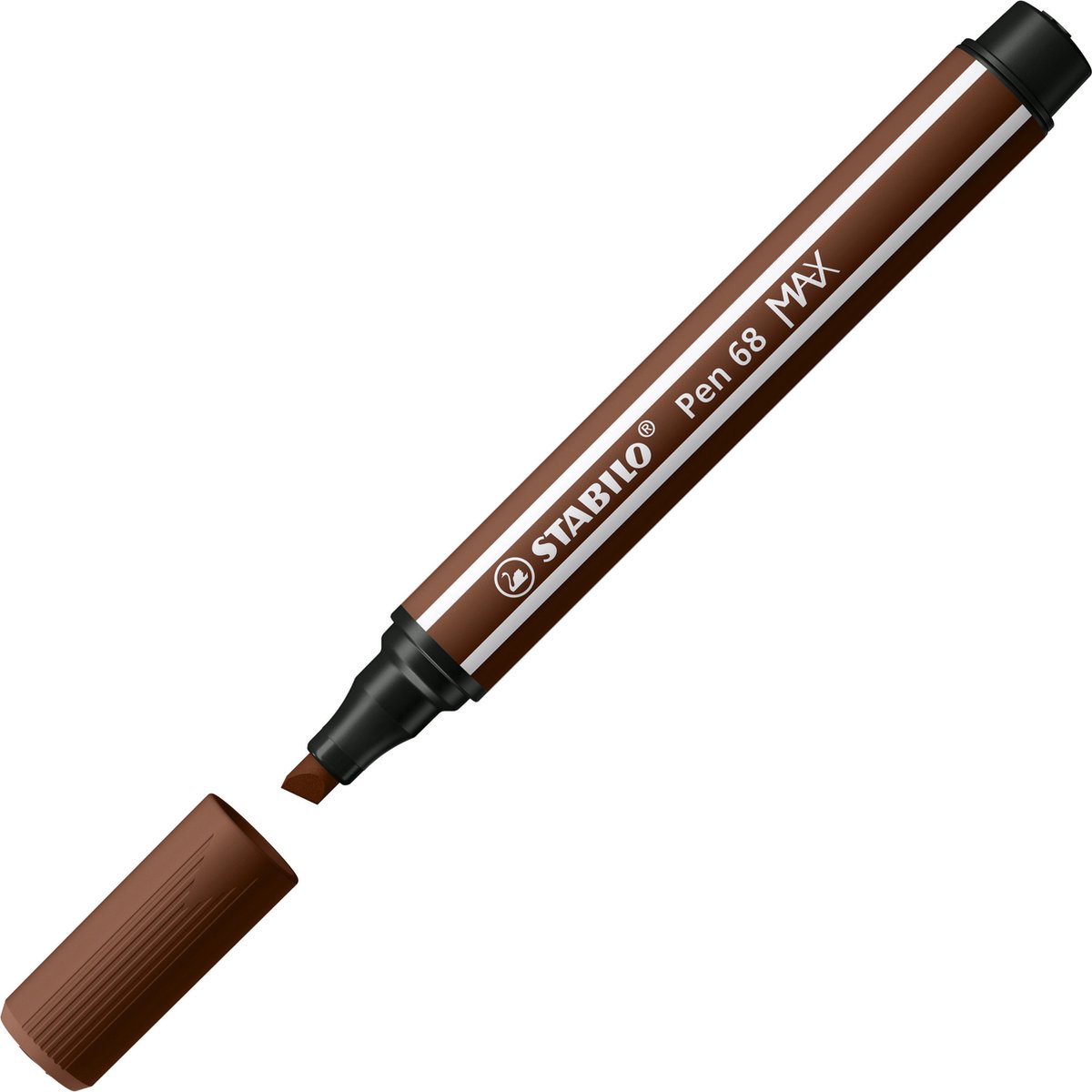 STABILO Pen 68 MAX - Fibre-tip Pen with Thick Chisel Tip - Brown