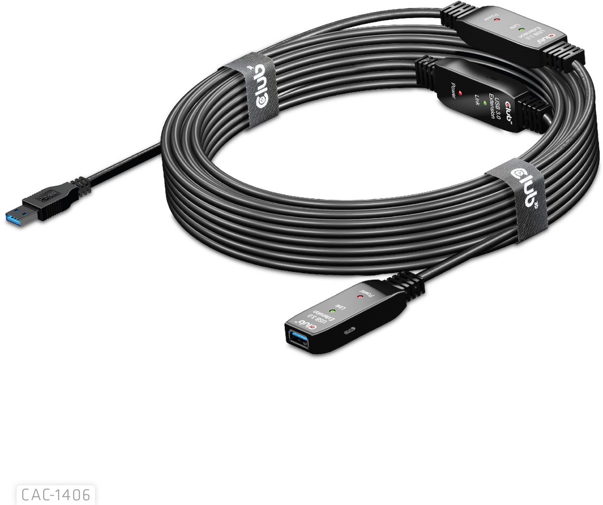 Club 3D CAC-1406 USB 3.2 Gen1 Active Repeater Cable 15m/ 49.2 ft M/F 28AWG