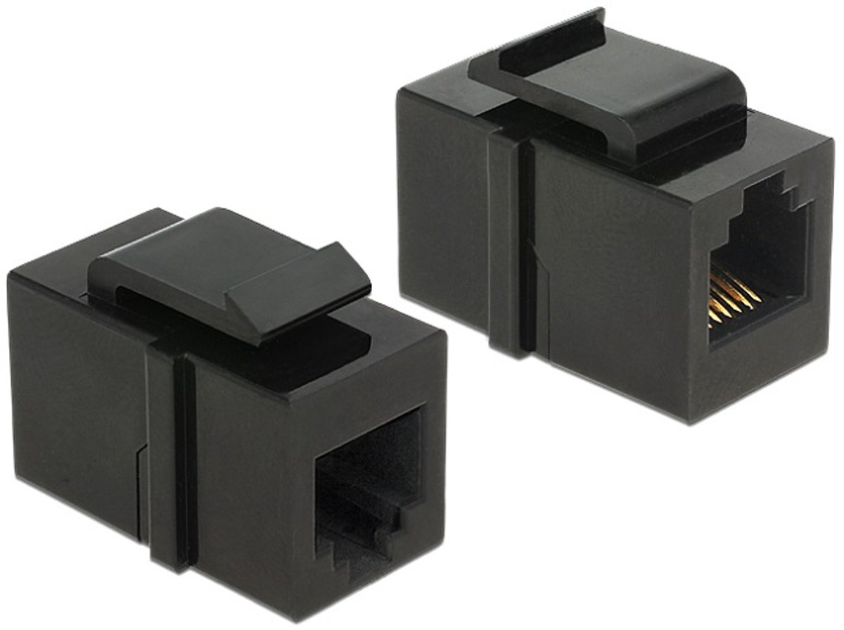 DeLOCK Keystone Module RJ12 Female > RJ12 Female Cat.3 Black