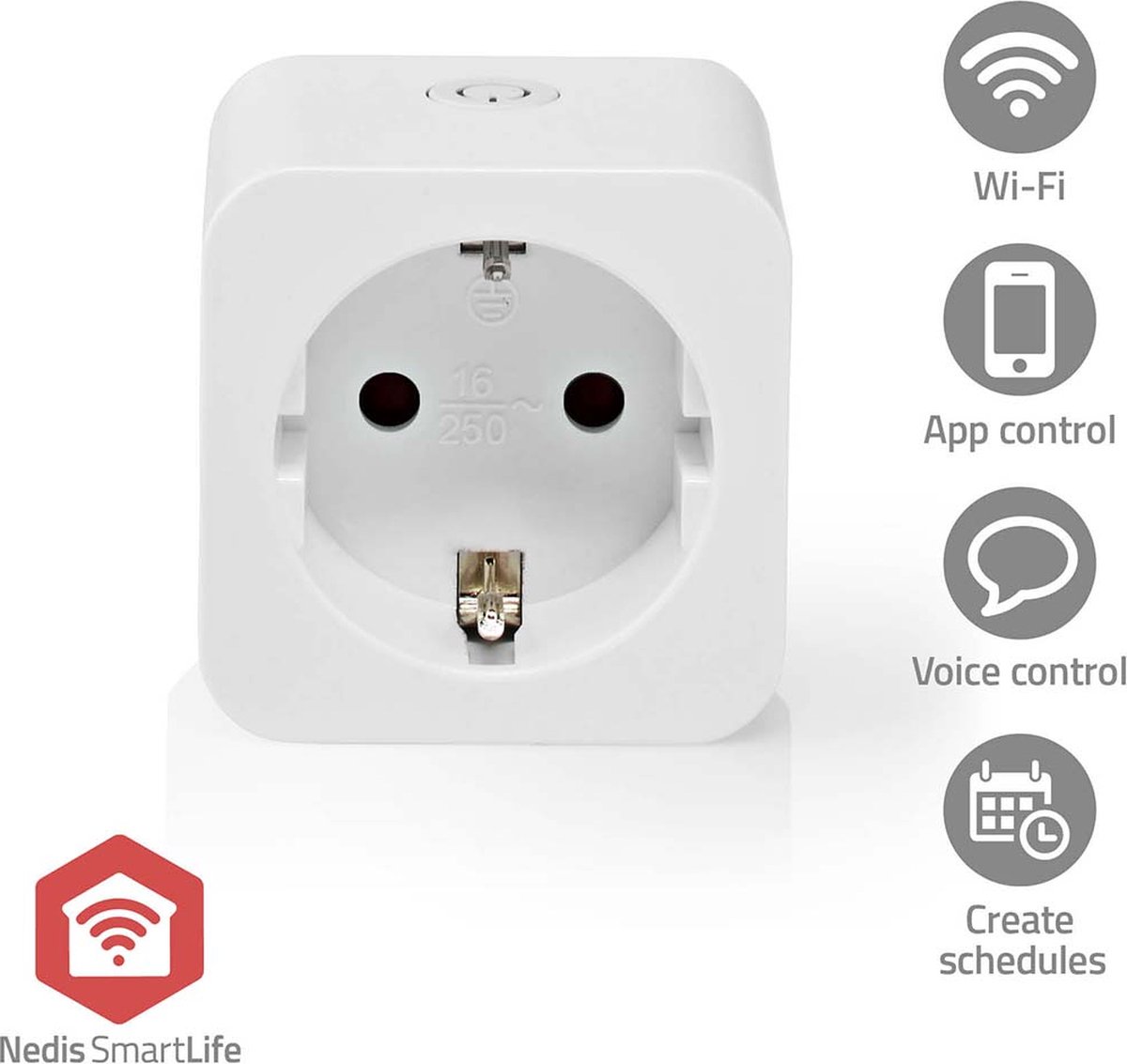 Nedis SmartLife Smart Plug, Zigbee 3.0, IP21, Effektmåler, Hvid