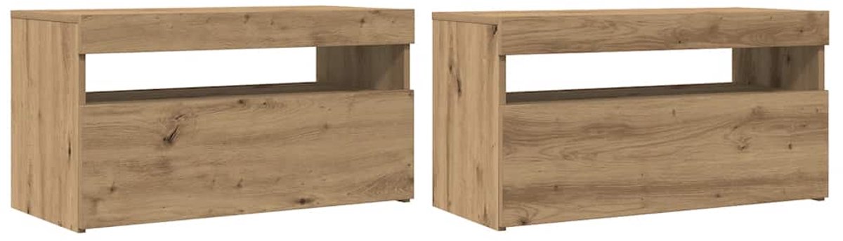 Vidaxl TV-Schrank mit LED-Beleuchtung, Artisan-Eiche, 75x35x40 cm