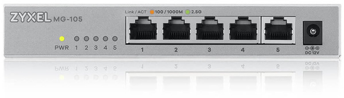 ZyXEL XMG-105 5-Port 2.5G Unmanaged Switch with 10G Uplink