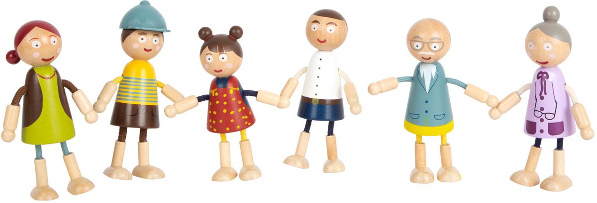 Small Foot - Wooden Dollhouse Family Bendable 6pcs