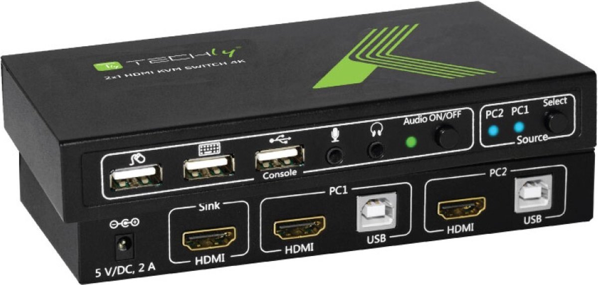 IC INTRACOM techly 2x1 USB HDMI KVM Switch 4Kx2K