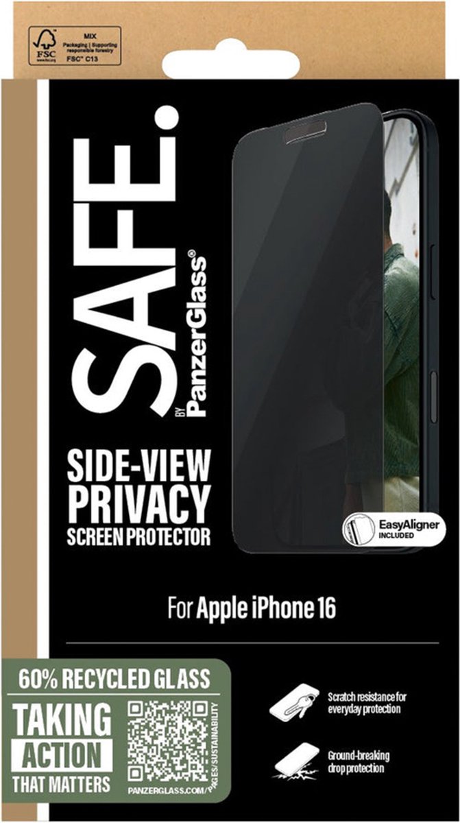 SAFE by PanzerGlass Privacy Screen Protector iPhone 16 | Ultra-Wide Fit