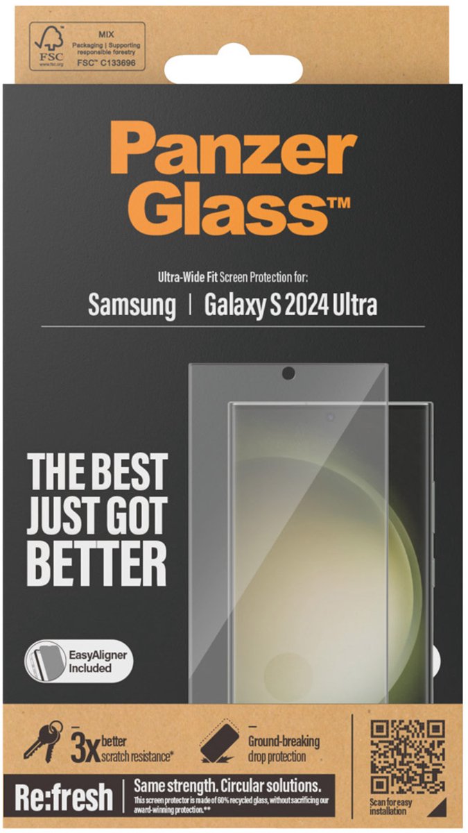 PanzerGlass Screen Protector Samsung Galaxy S24 Ultra | Ultra-Wide Fit w. EasyAligner