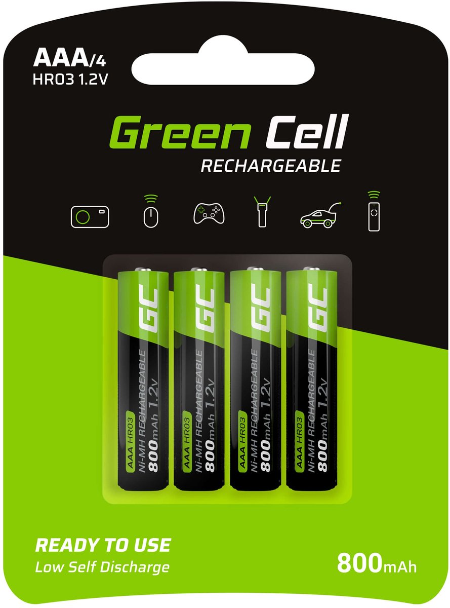 Green Cell Rechargeable battery - 4 x AAA - NiMH