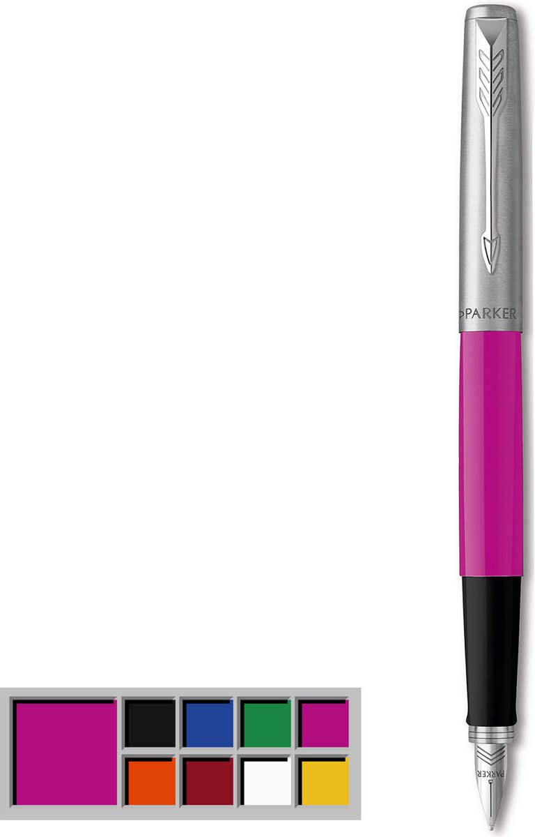Parker Jotter Originals-fyldepen, klassisk magenta lakering, medium spids, blå refill