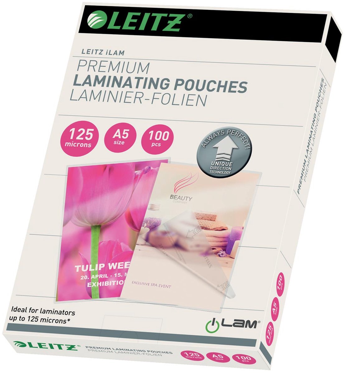 Leitz Lamineringslomme A5 UDT 125mic. Æske/100