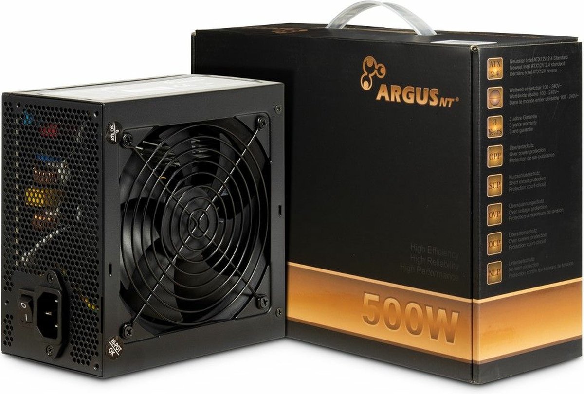 Inter-Tech Argus BPS-500 Strømforsyning - 500 Watt - 120 mm - ATX 2.4 - 80 Plus Bronze certified