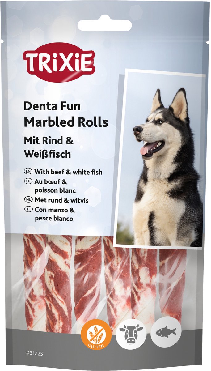 Trixie Denta Fun Marbled Beef Chewing Rolls 12 cm 6 pcs