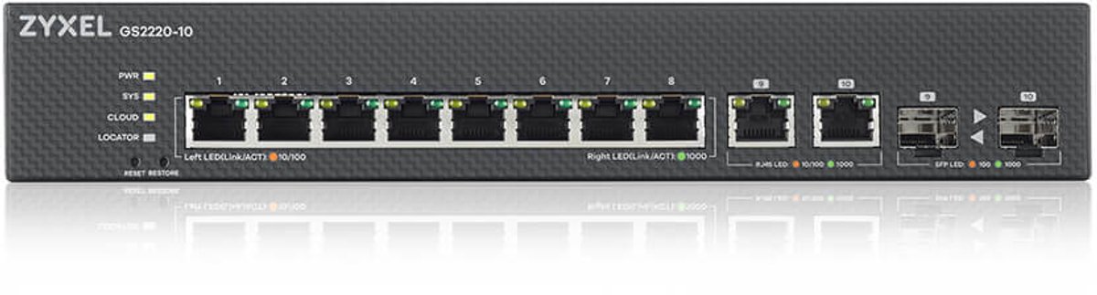ZyXEL GS2220-10 8-Port GbE L2 Managed Switch