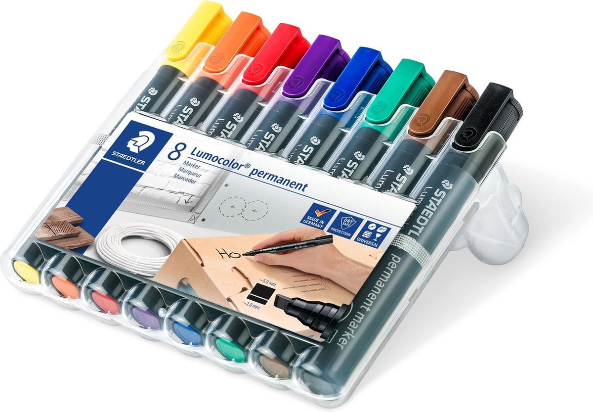 Staedtler Lumocolor Marker Perm 2-5mm 8ass/boks