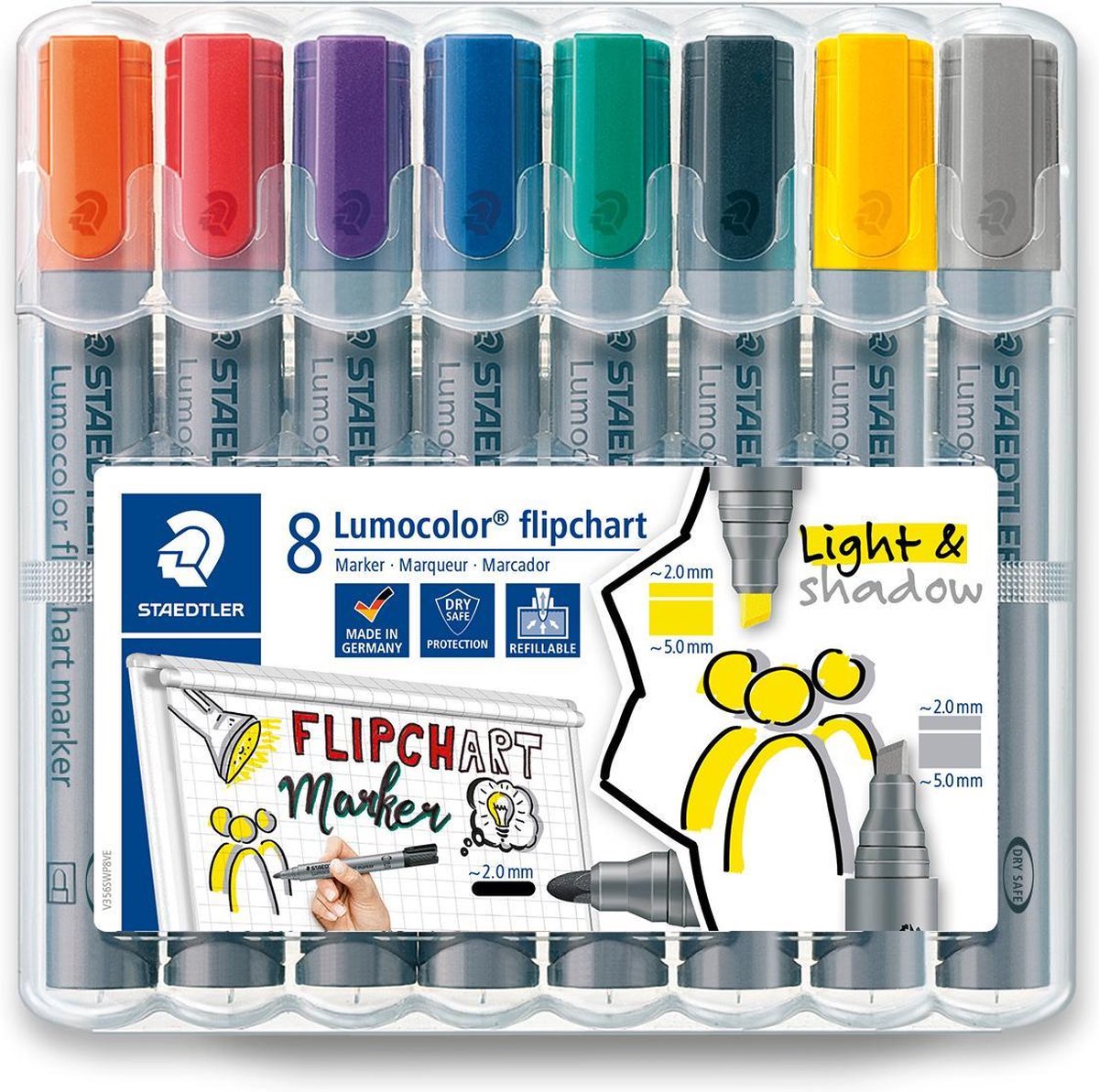 Staedtler Lumocolor Flip C-Marker 8/ass boks