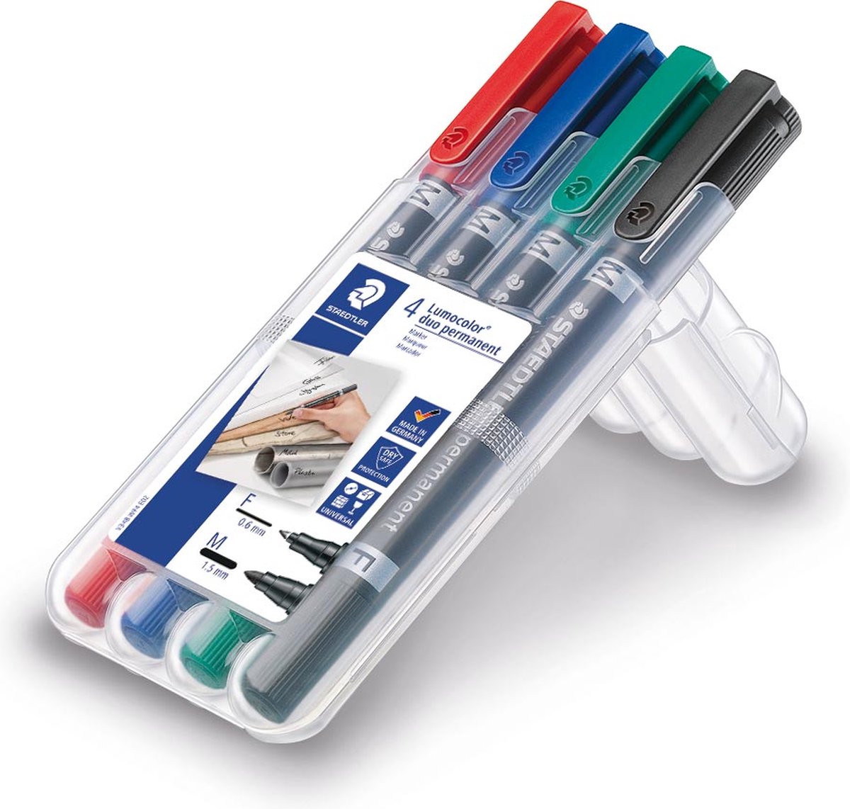 Staedtler Lumocolor Duo Marker Perm F M 4 ass/boks