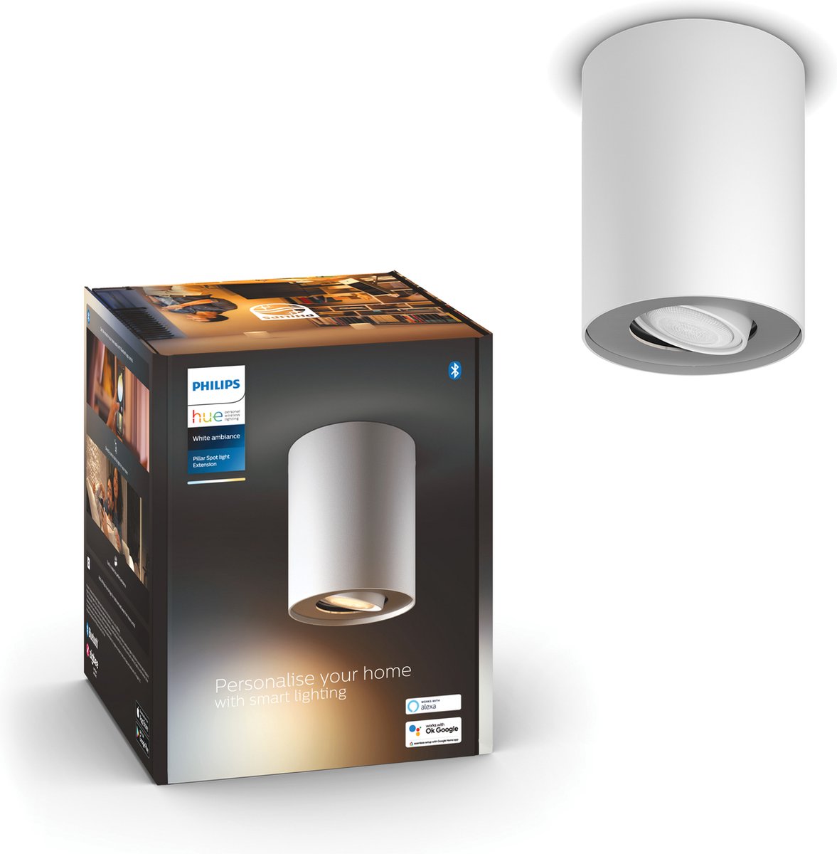 Philips Hue Pillar Enkelt Spot - Hvid