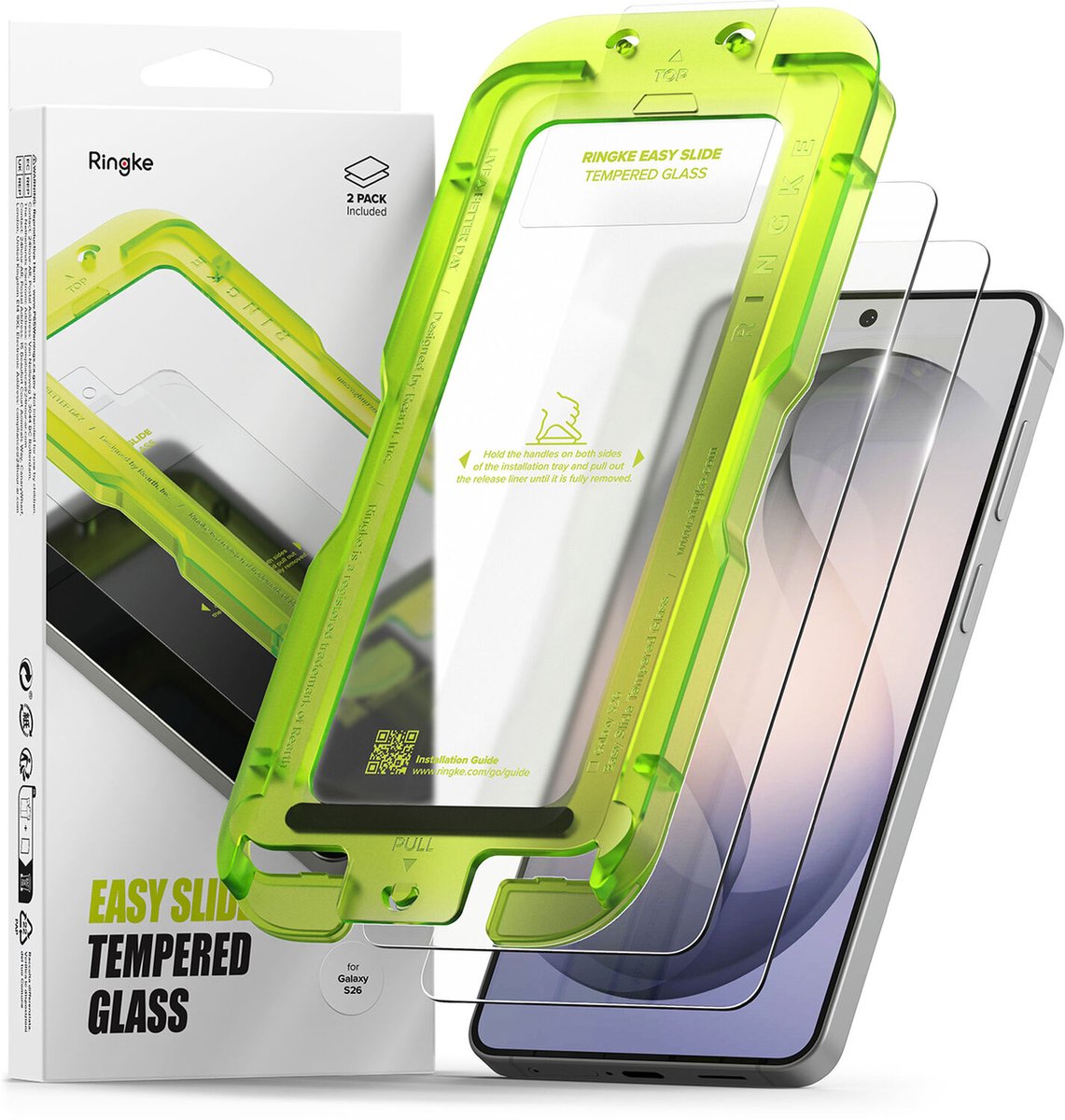 Ringke Easy Slide 2-Pack Tempered Glass for Samsung Galaxy S26
