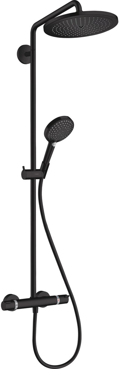 Hansgrohe croma select s showerpipe 280 1jet med termostat og håndbruser raindance select s 120 3jet, mat sort