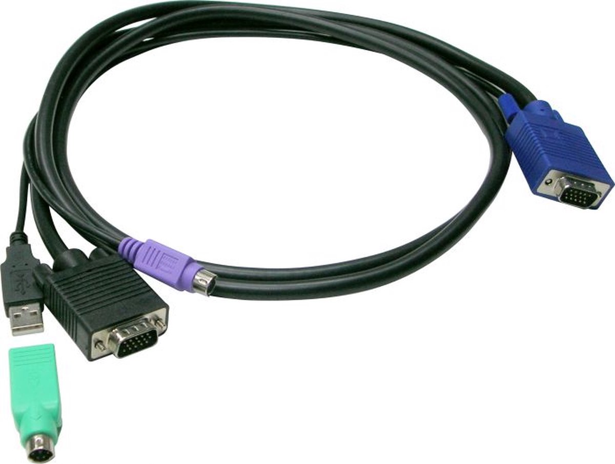 LevelOne ACC-3202 - keyboard / video / mouse (KVM) cable kit - HD-15 (VGA) to USB PS/2 HD-15 (VGA) - 3 m