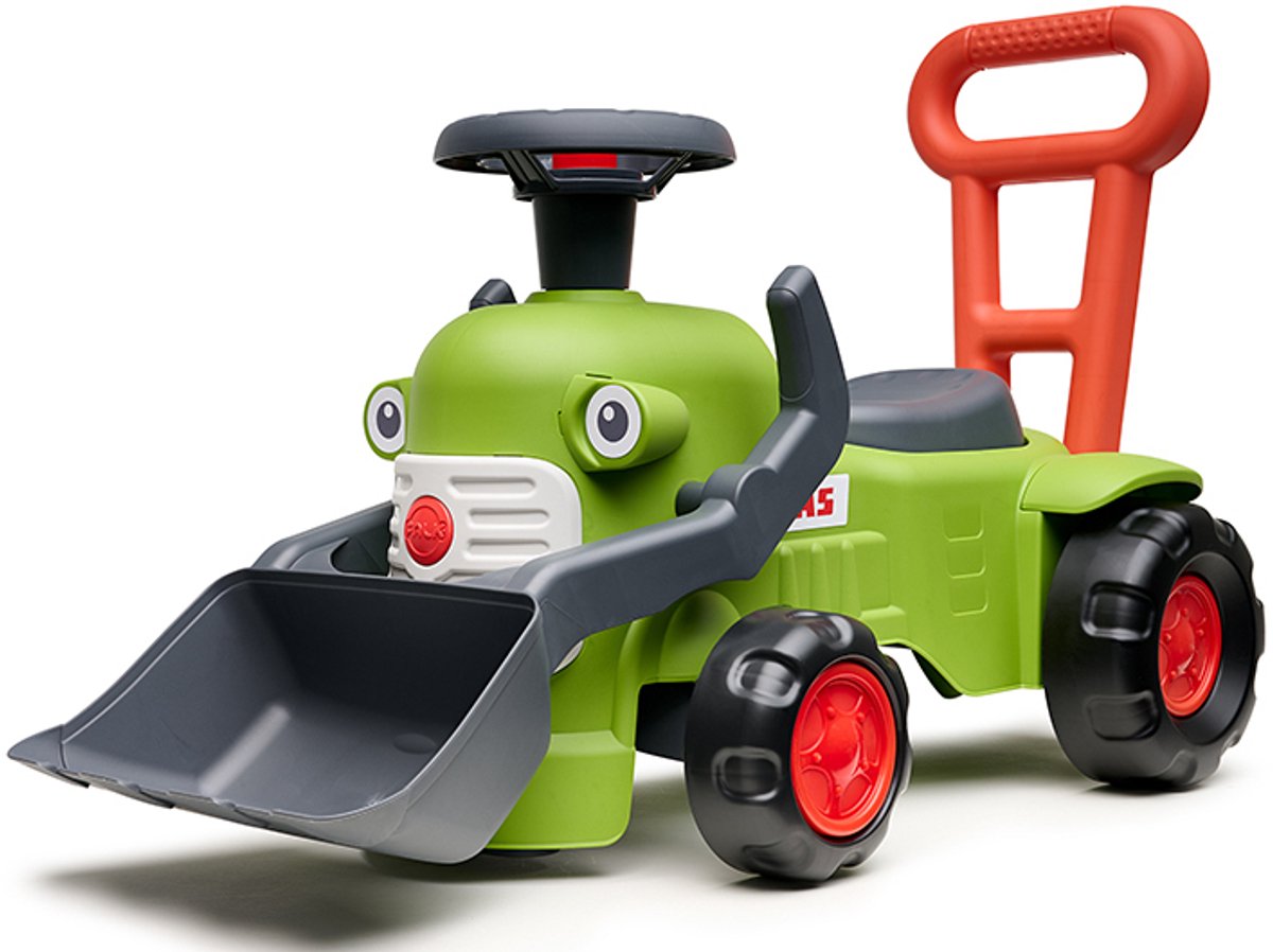 Falk Traktor med rat, horn, og skubbehåndtag Claas Vintage