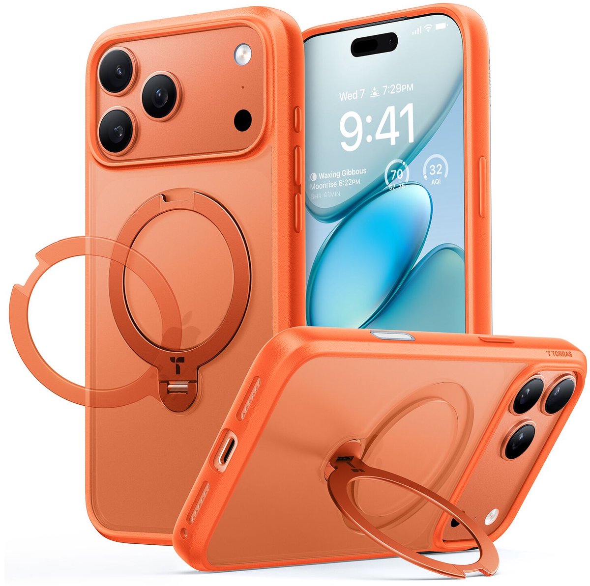 Torras Ostand Q3 Spin - energy orange - iPhone 17 Pro