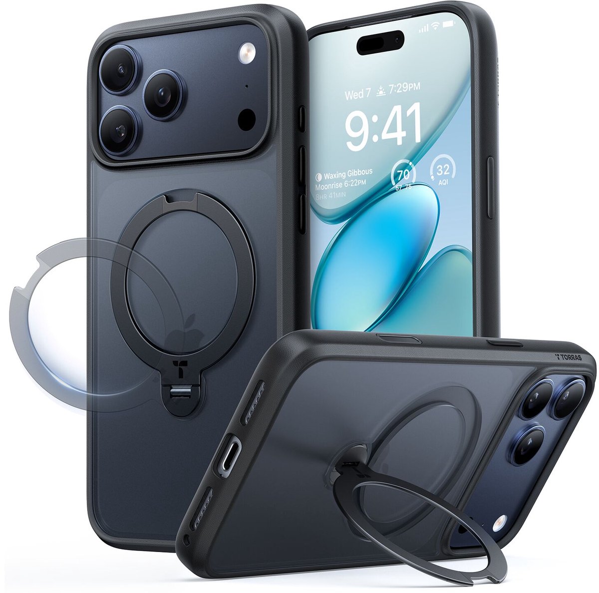 Torras Ostand Q3 Spin - black - iPhone 17 Pro Max