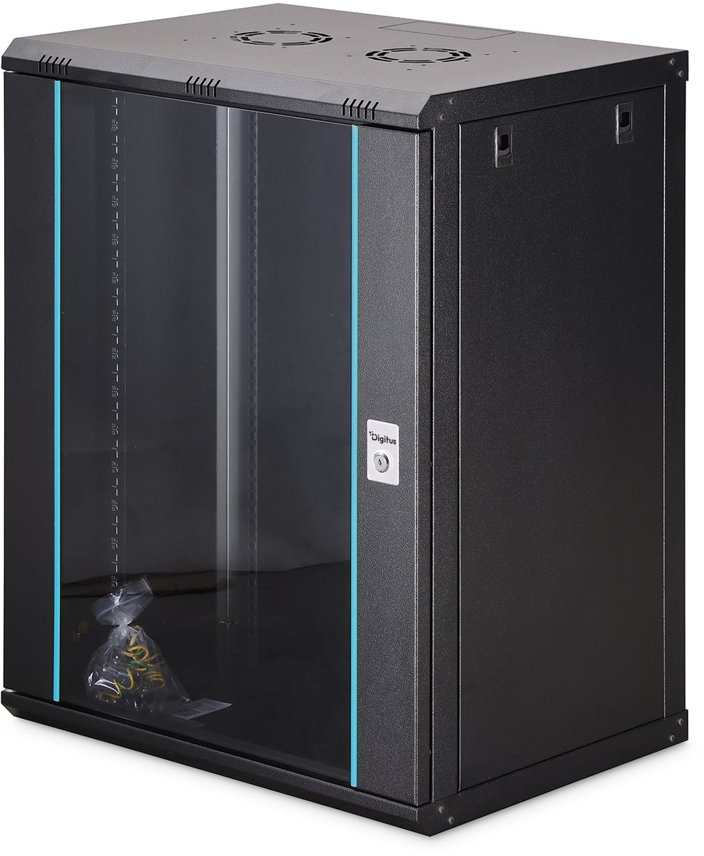 DIGITUS DN-37113 - 16U Wall-Mounted Cabinet | 600x450mm | Glass Door | Unmounted