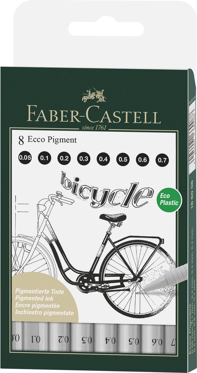 Faber-Castell Ecco Pigment Finepen 8 ass Sort