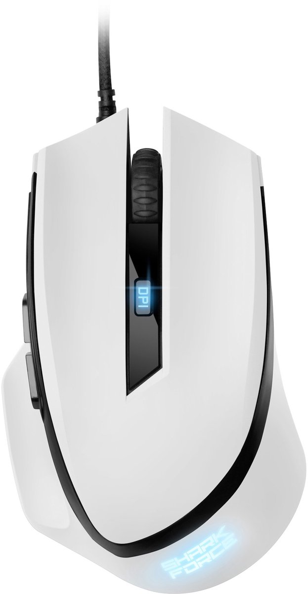 Sharkoon SHARK Force II white OPT U - Mus - Optisk - 6 knapper - Hvid