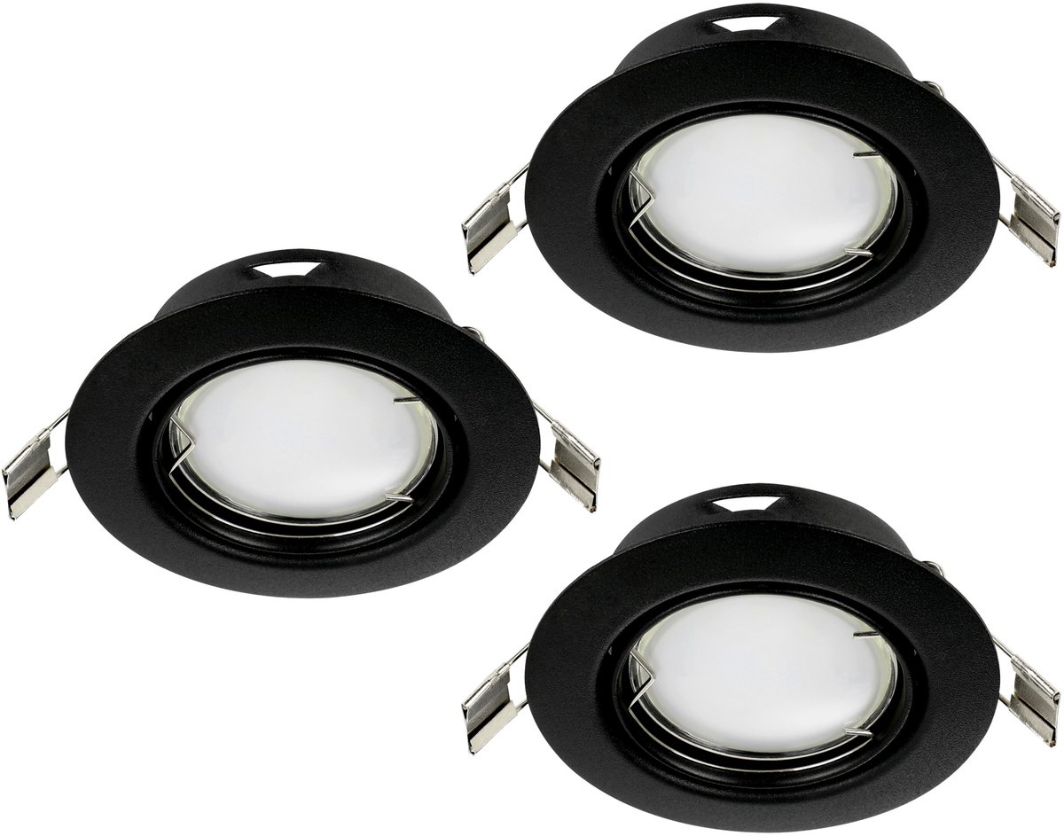 EGLO PENETO indbygningsspot Ø78 mm, LED 4,6W 3000K, 3-pak, sort