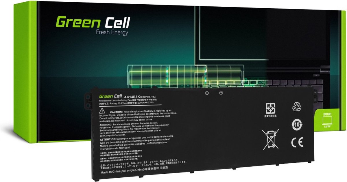 Batteria per notebook Green Cell AC14B3K AC14B7K AC14B8K 15.2 V 2100 mAh Acer
