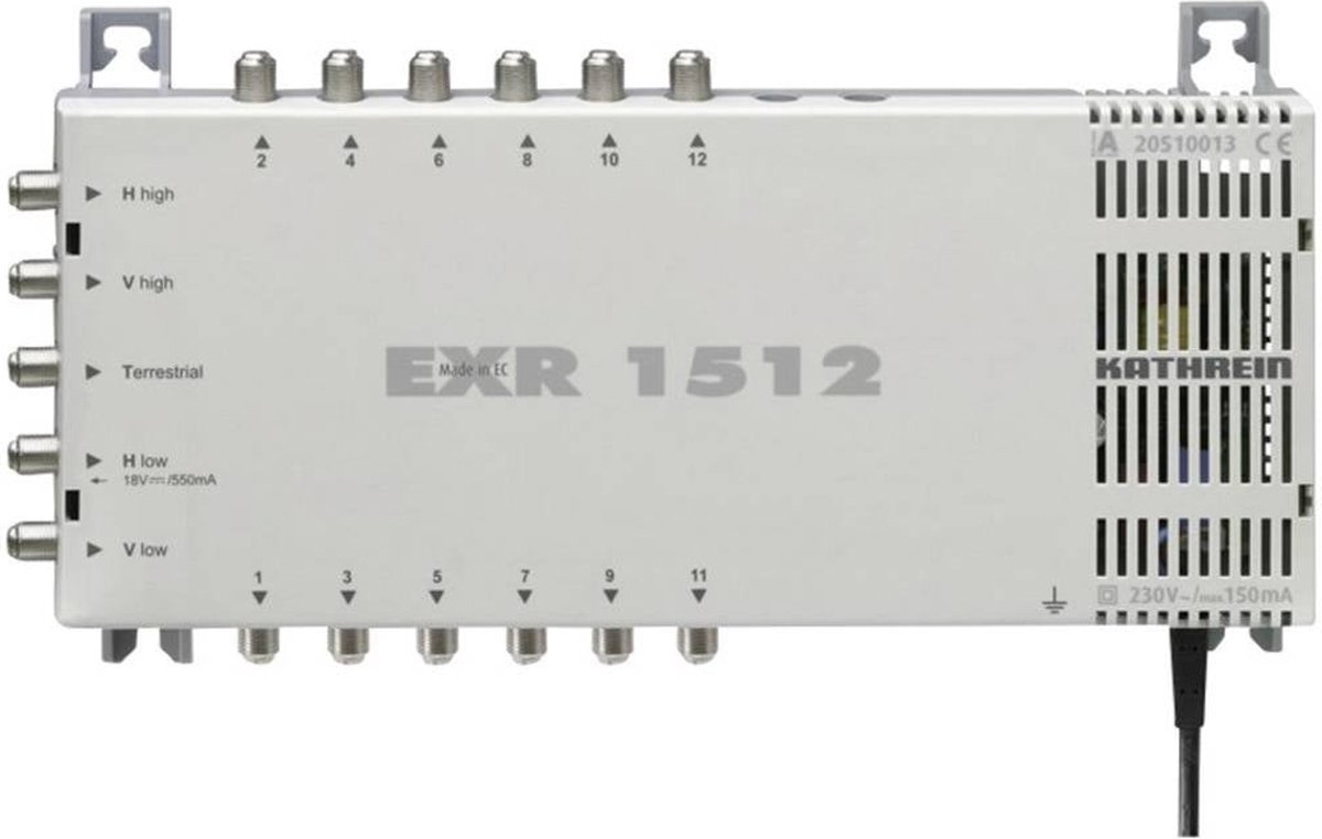 Kathrein EXR 1512 SAT multiswitch Ingressi (Multiswitch): 5 (4 satellitare / 1 terrestre) Numero utenti: 12