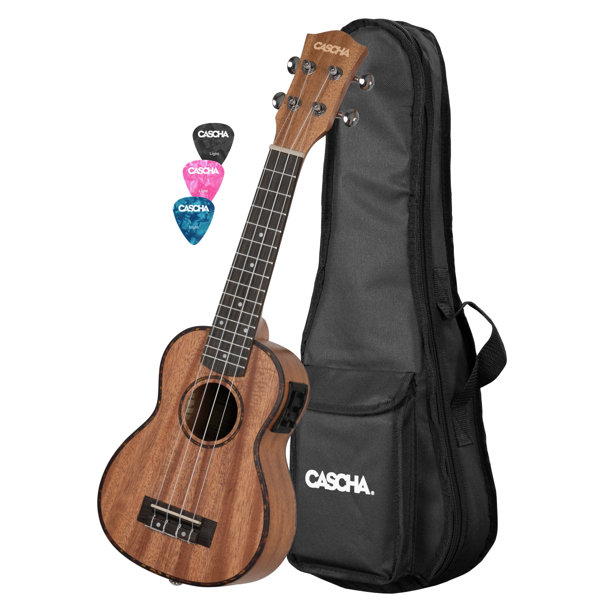 Cascha HH 2026EL Left-Handed Mahogany Electro-Acoustic Soprano Ukulele with Gig Bag