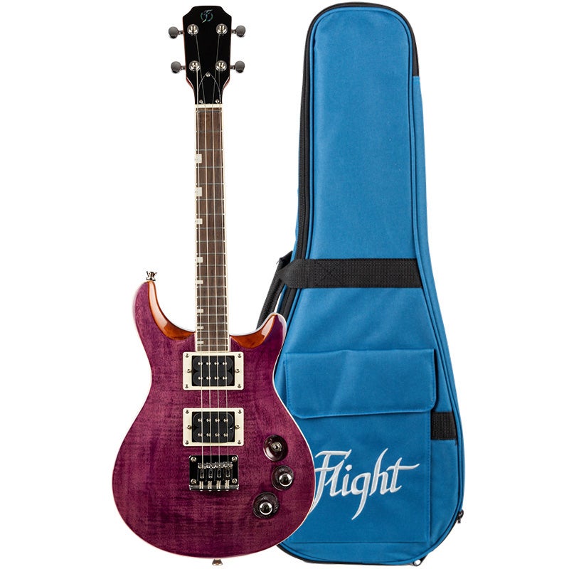(B-Stock) Rock Series Vanguard Transparent Purple Electric Tenor Ukulele