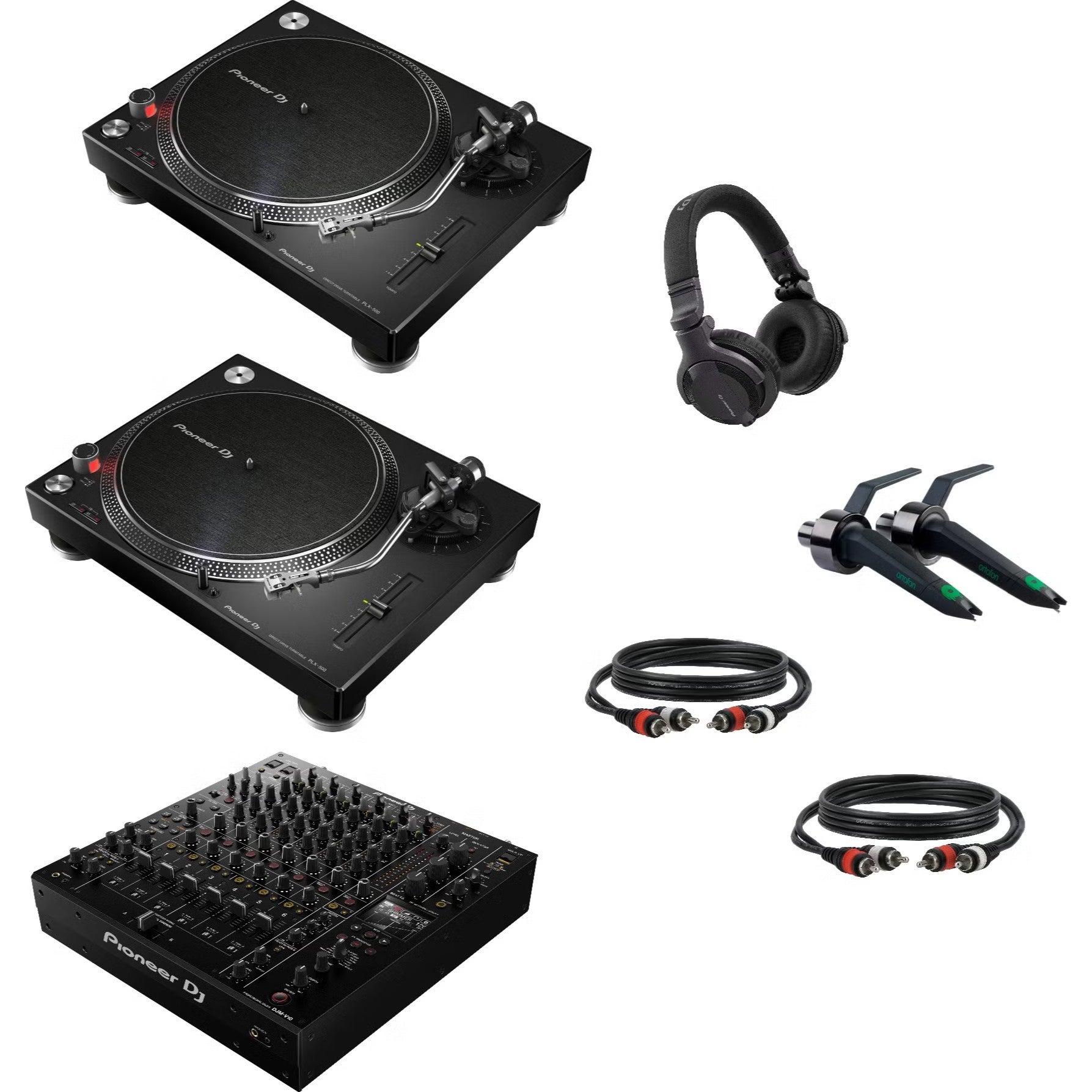 Pioneer DJ PLX-500 DJ turntable starter set with Pioneer DJ DJM-V10 mixer