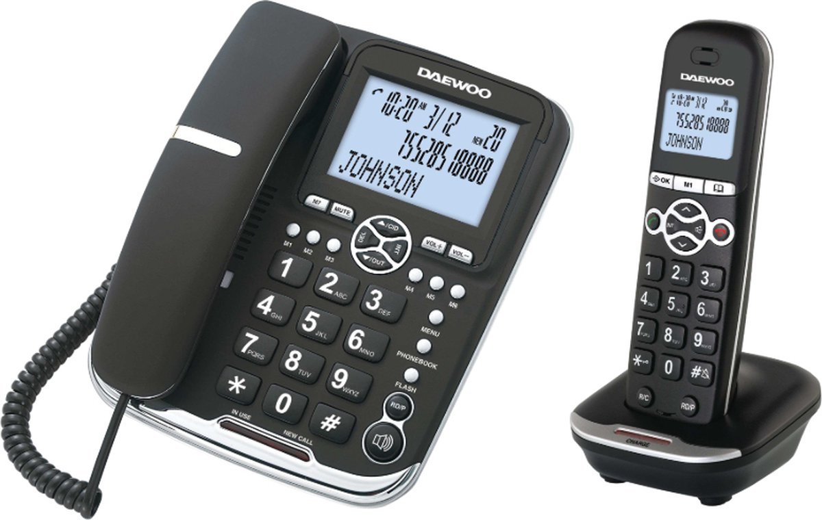 Daewoo DTD-5500 Teléfono DECT Identificador de llamadas Negro